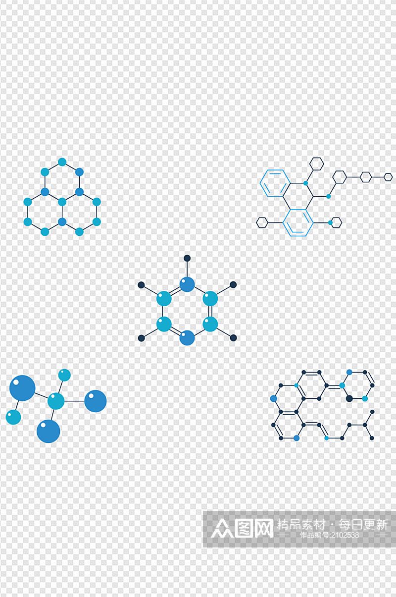六边形分子结构化学生物分子细胞免扣元素素材