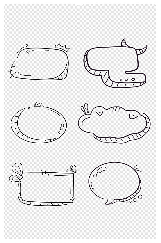 手绘对话框气泡动漫卡通简约内容框免扣元素