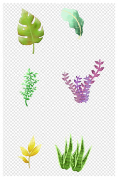 树叶卡通手绘免抠简约小清新植物元素