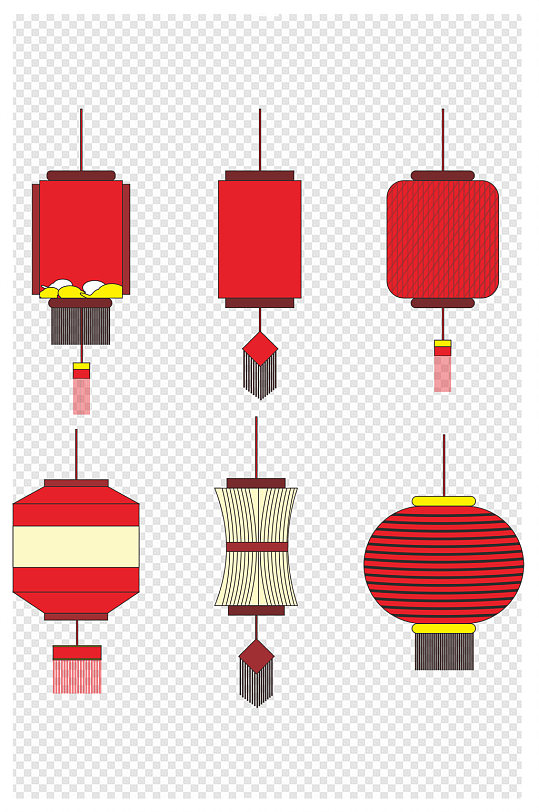 灯笼中国元素方形圆形红灯笼造型图免扣元素