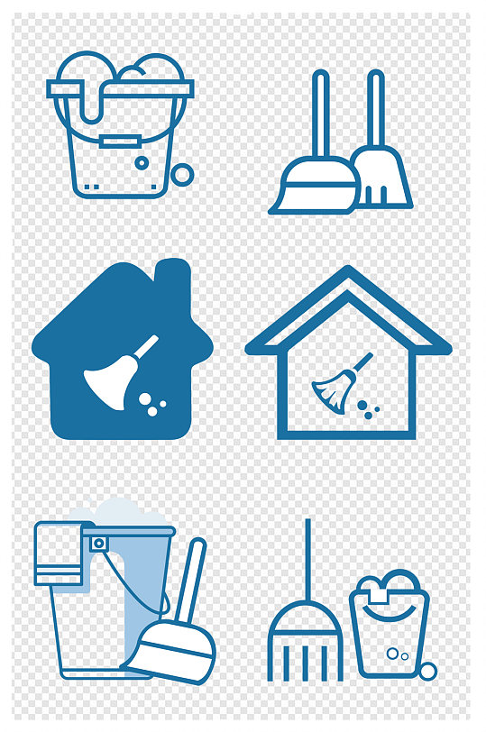 环境卫生清洁家园家政图标免扣元素