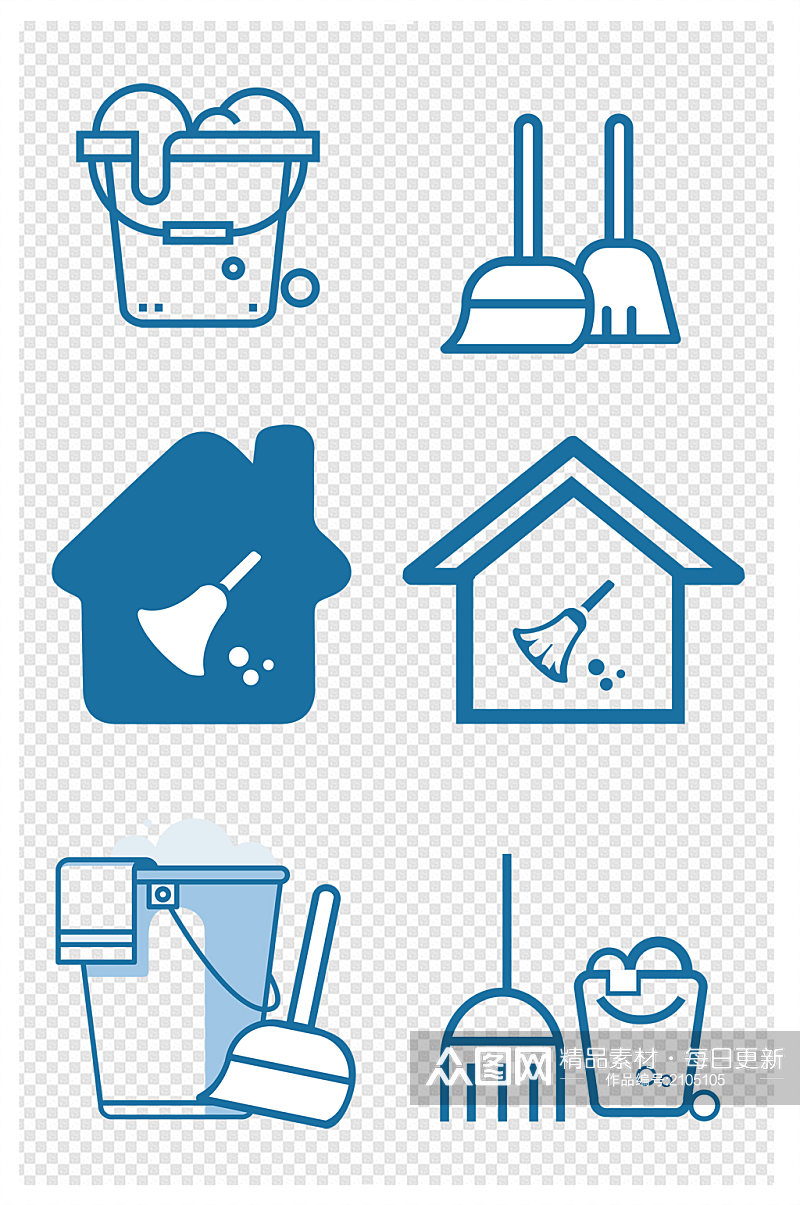 环境卫生清洁家园家政图标免扣元素素材