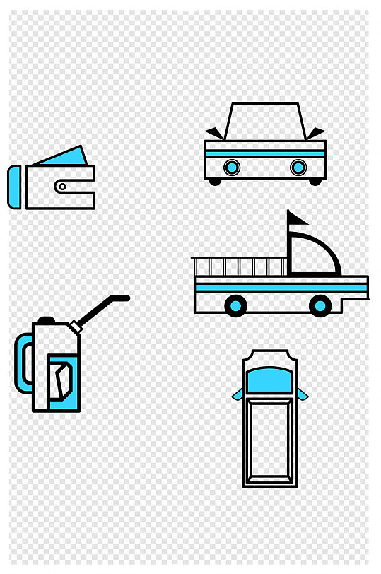 交通汽车扁平素材标志免扣元素