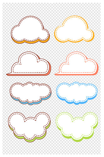 卡通云朵对话框标题框边框文本框免扣元素