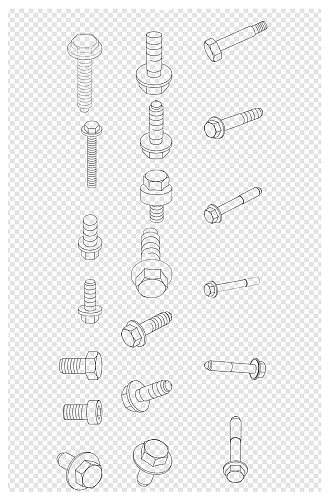 六角螺栓螺母螺丝螺帽合集免扣元素