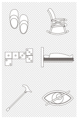 线描手绘可爱卡通关爱老人生活用品免扣元素