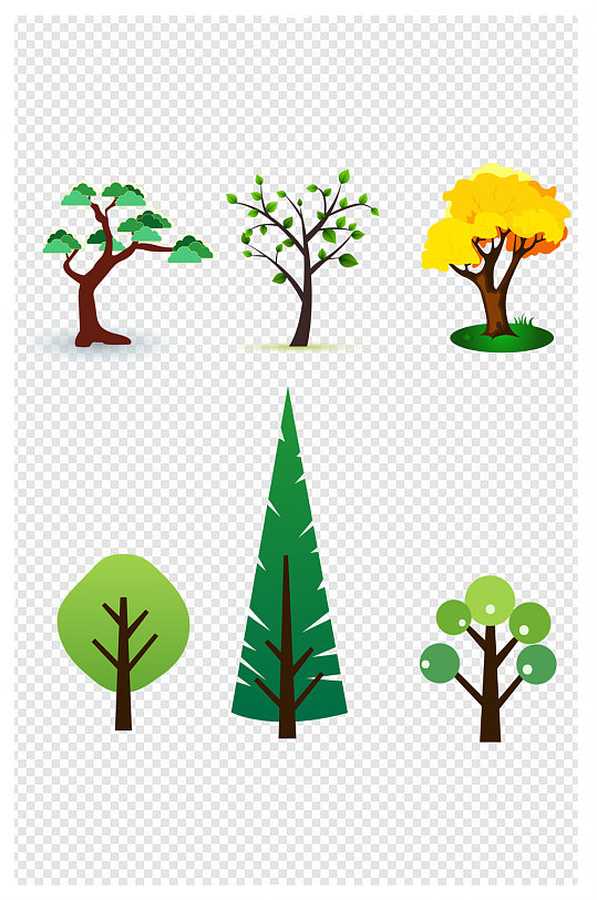 绿色大树树卡通元素图免扣元素