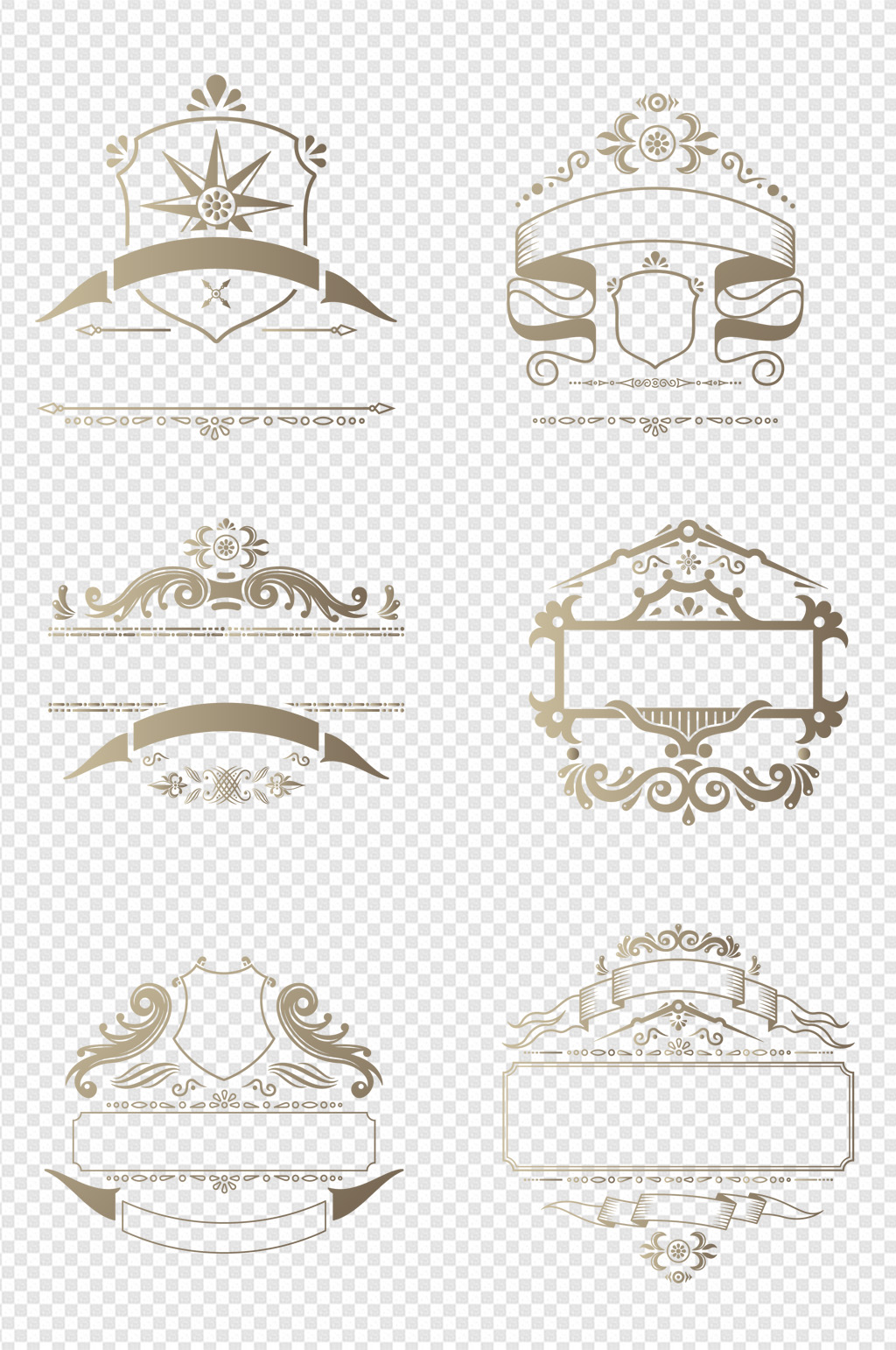 欧式奢华酒标勋章会徽logo边框免扣元素