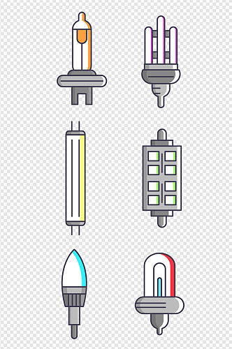手绘灯泡日光灯节能灯免扣素材