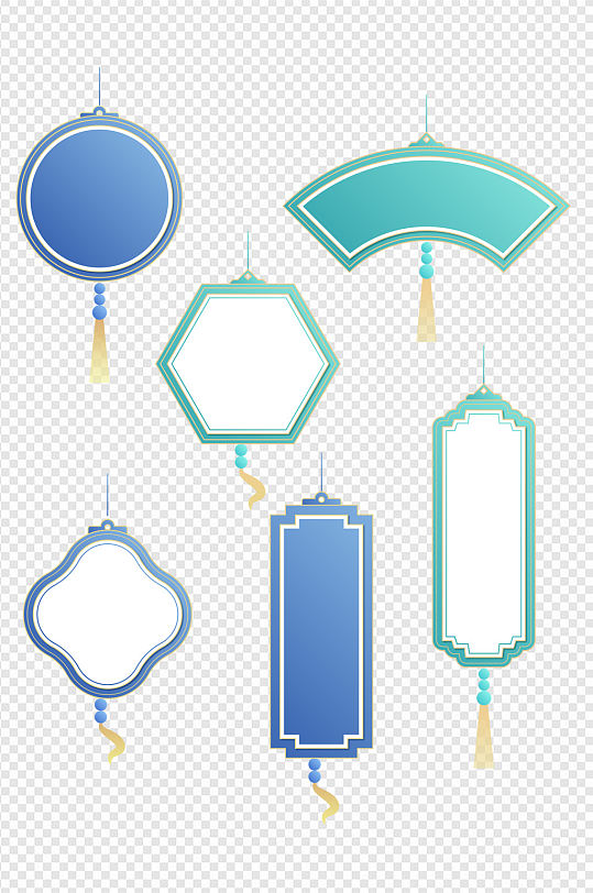 新中式中国风装饰边框标题框标签免扣素材