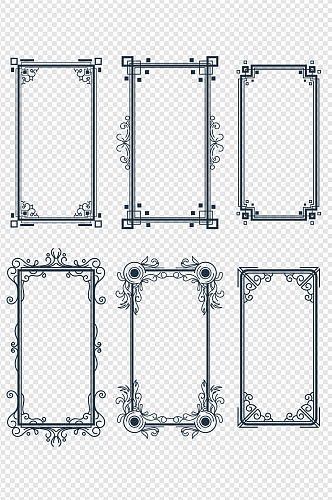 中式欧式花纹花边边框文化墙文本框免扣元素