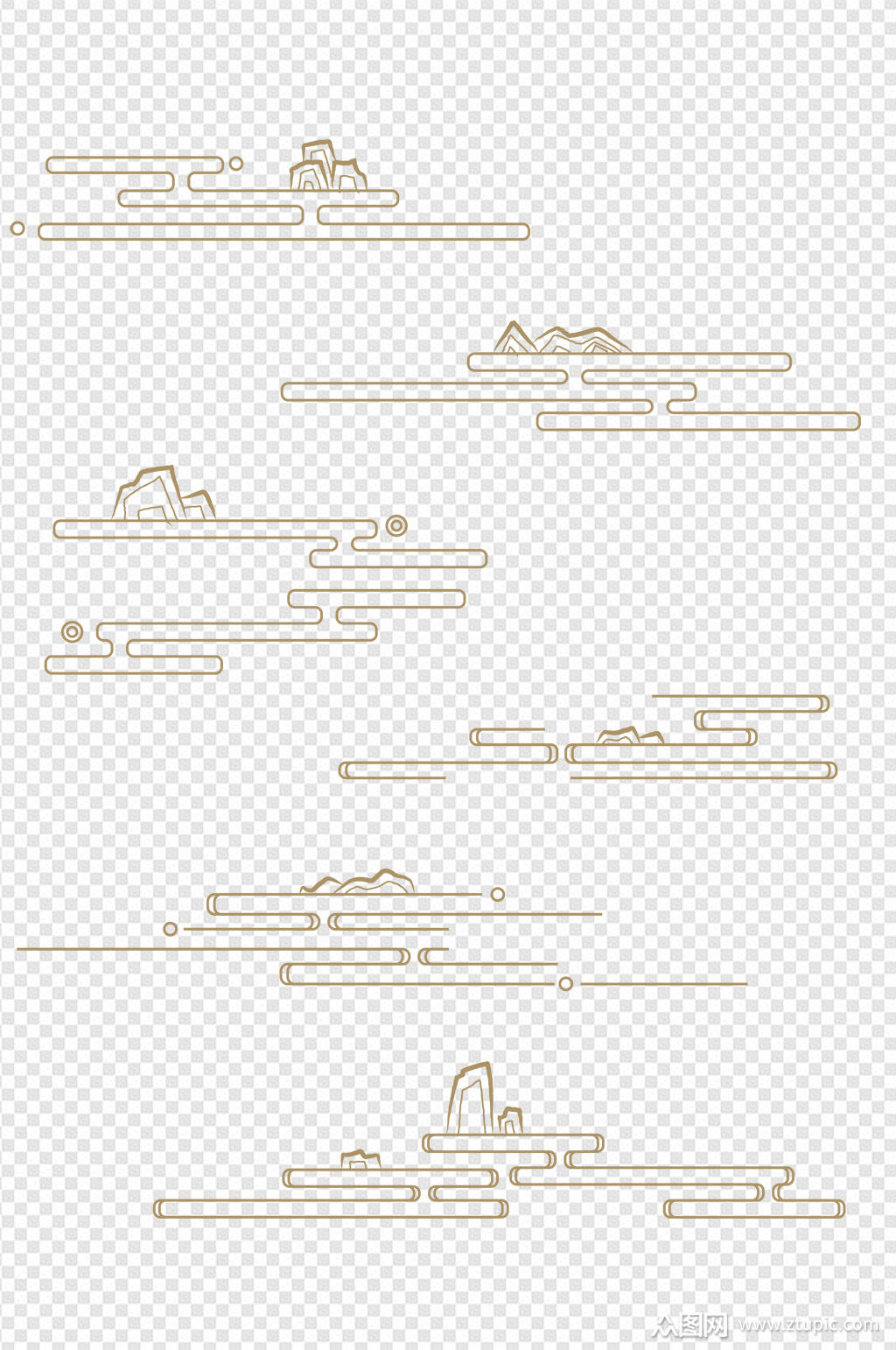 中式中国风复古祥云山峰山纹云纹免扣素材模板下载-编号2109796-众图