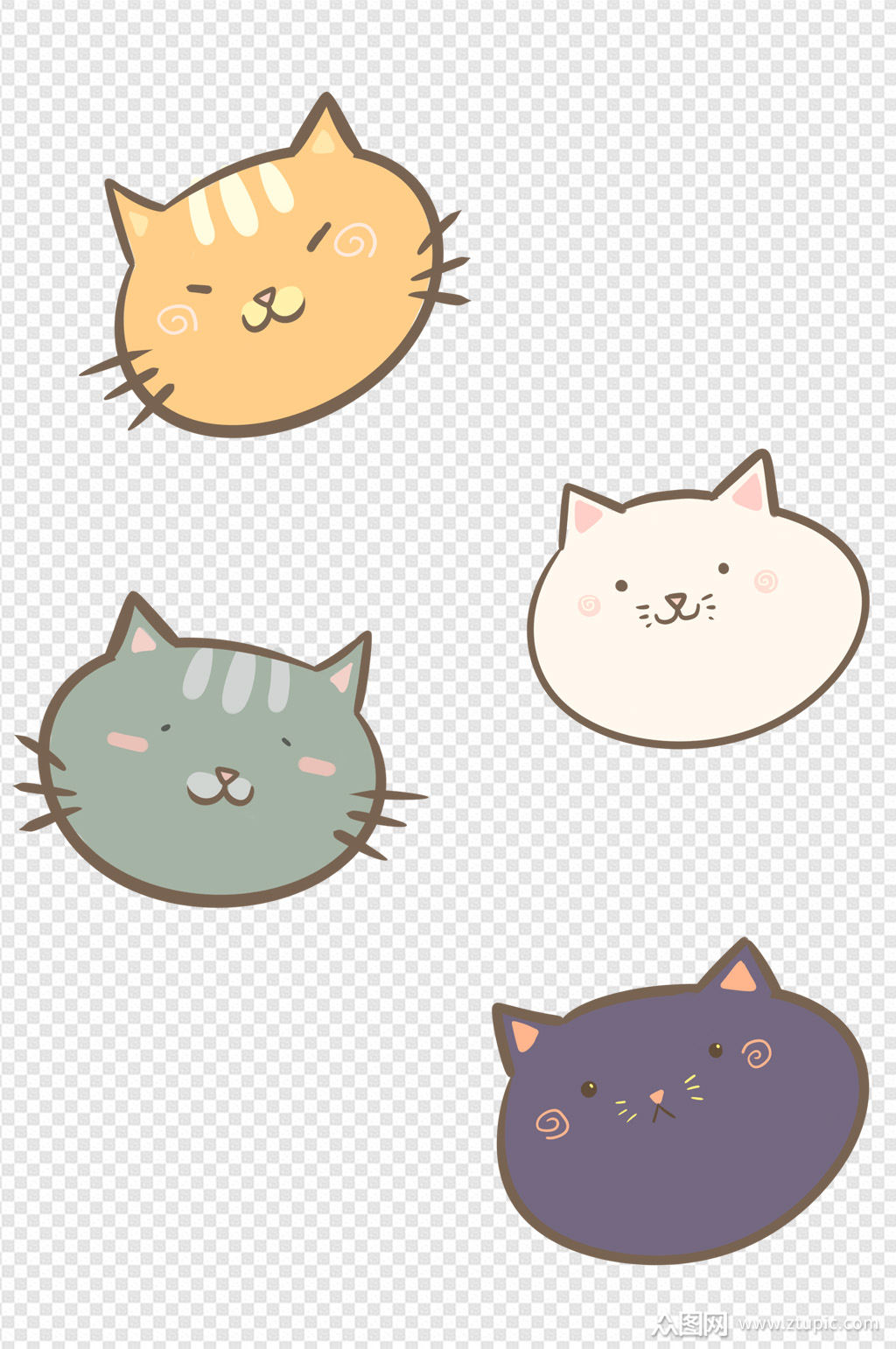 卡通可爱小猫咪装饰图案免扣元素