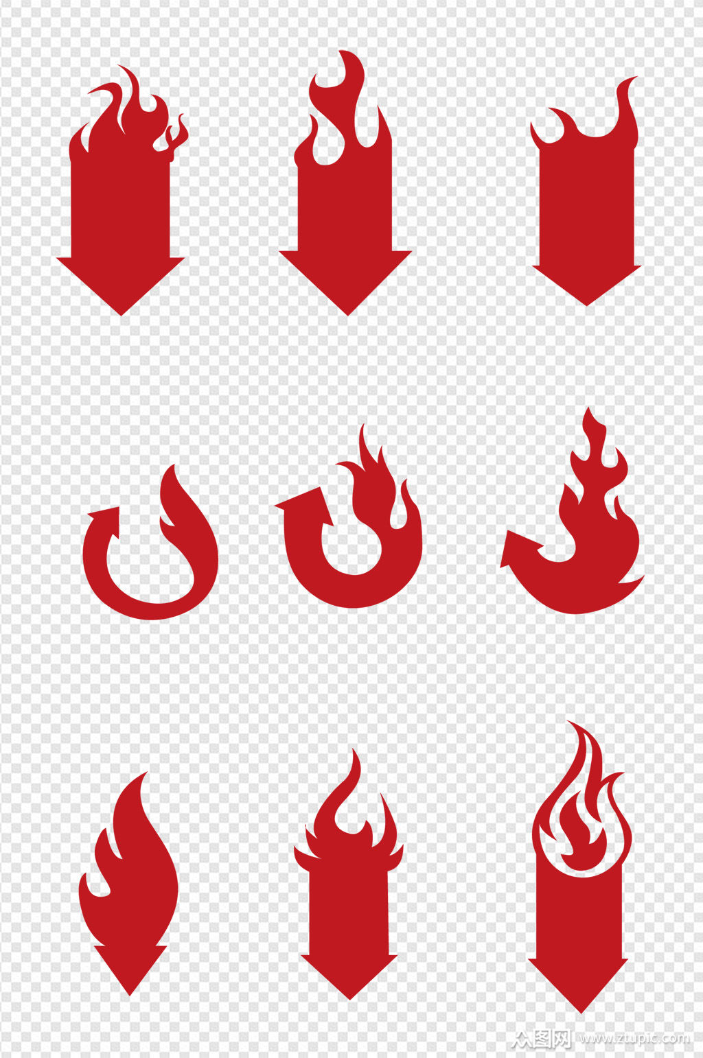 火炎箭头促销降价箭头免扣元素素材