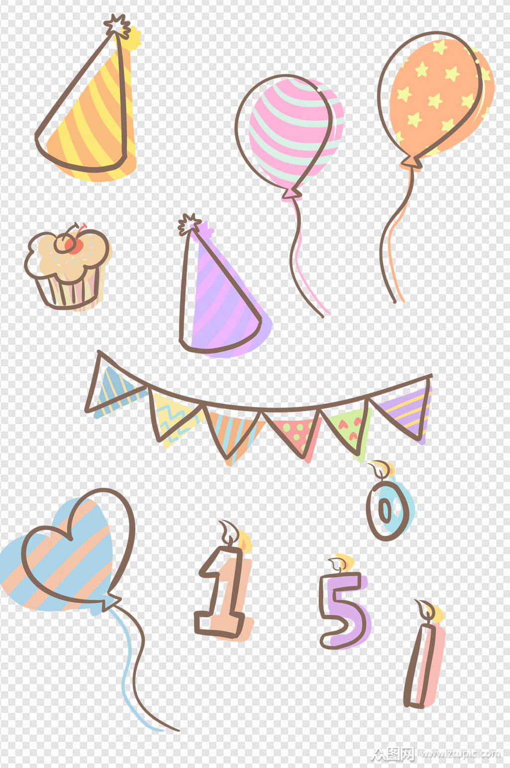 派对聚会生日主题卡通装饰图案