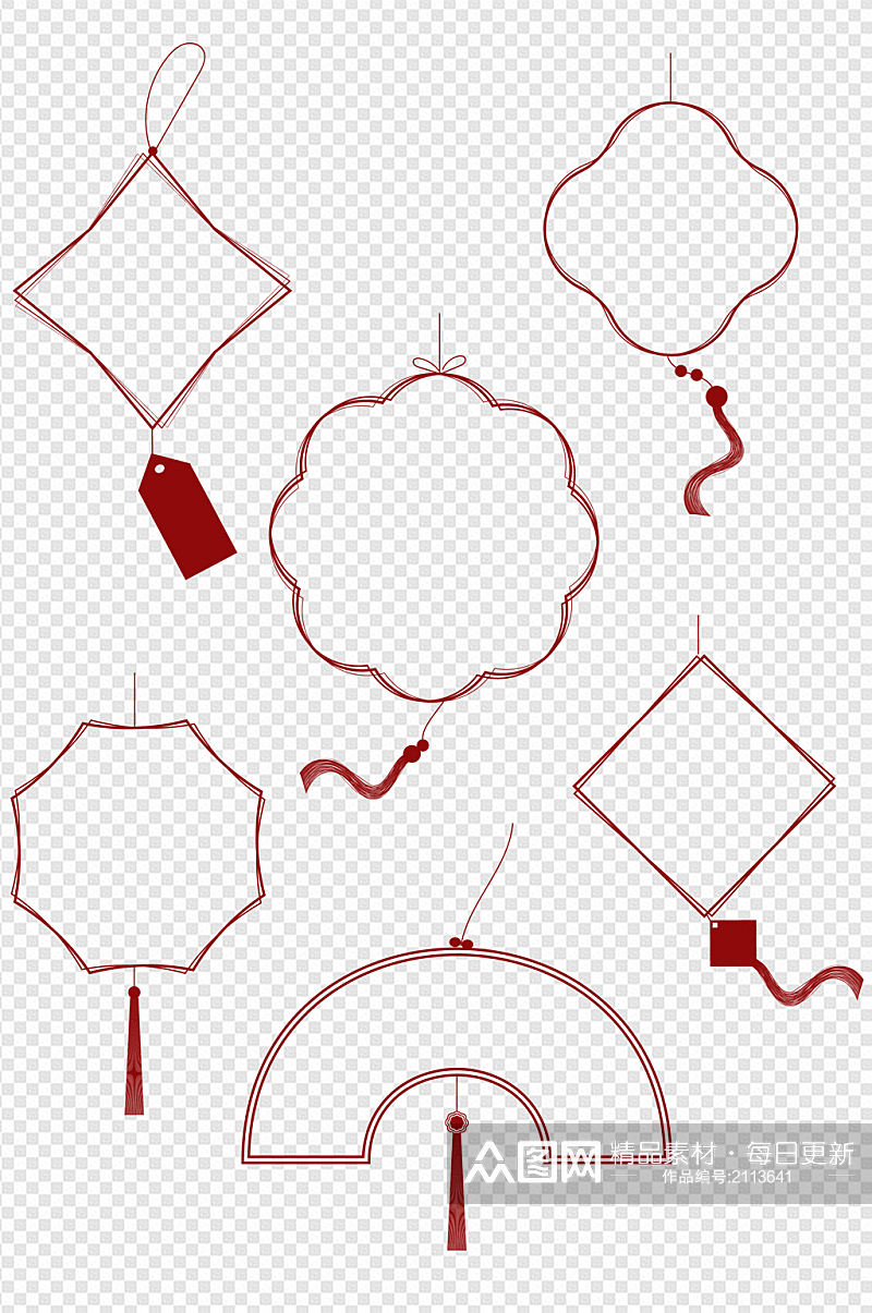 中式中国风装饰边框线框挂饰标签免扣素材素材