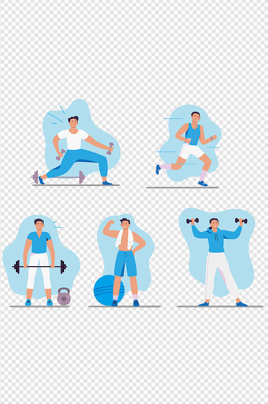 男性健身肌肉塑型减肥锻炼拉伸免扣元素素材