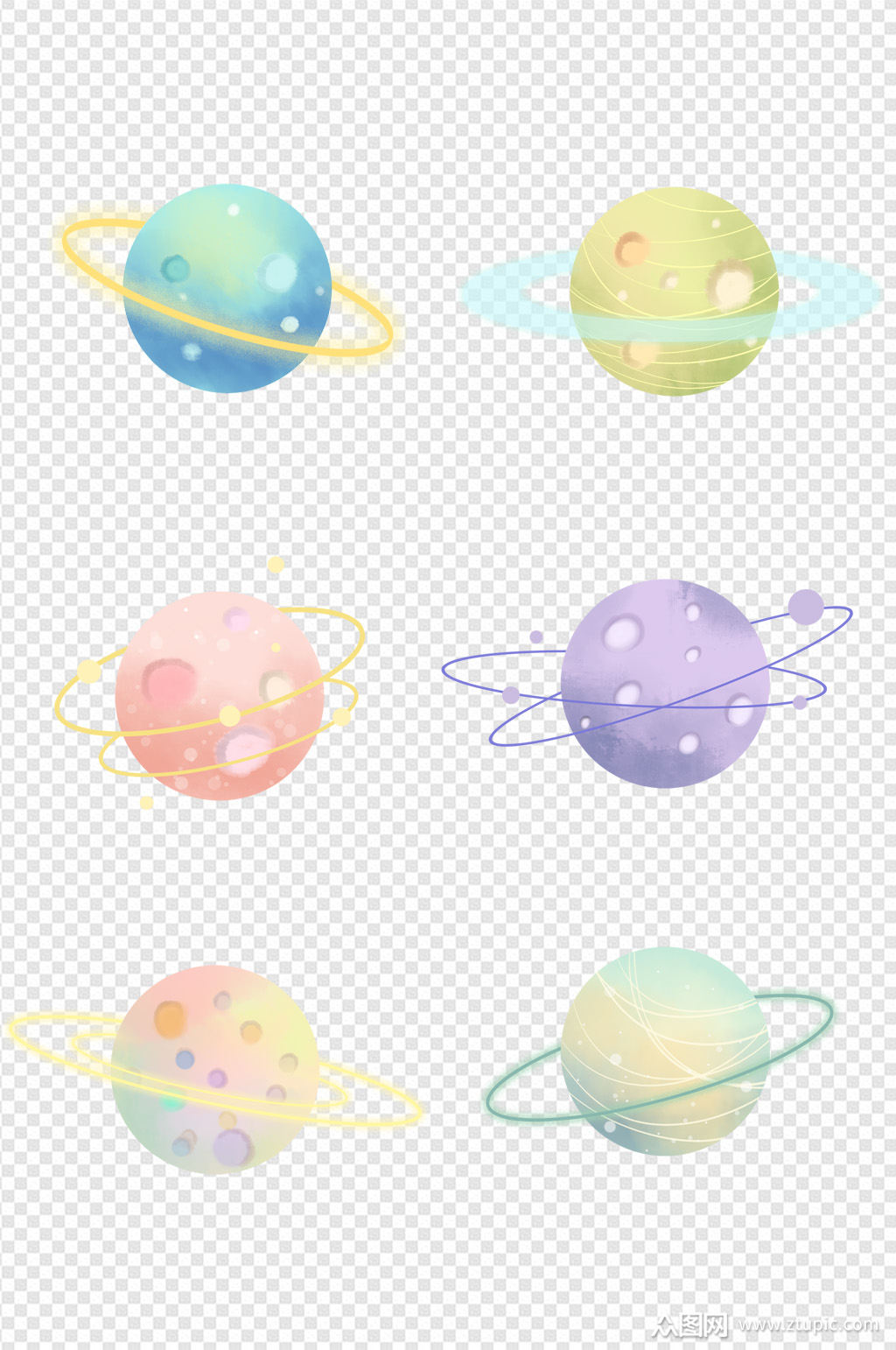 手绘梦幻卡通星球行星设计免扣元素图案素材