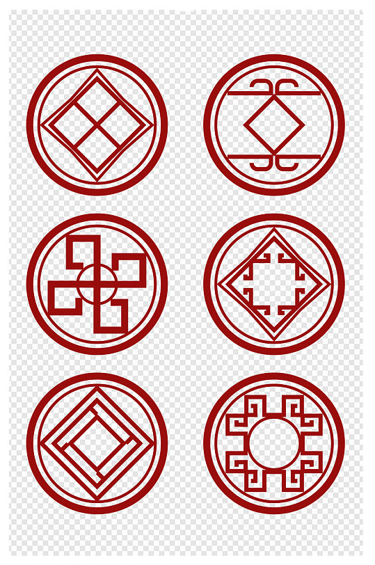 中式边框古典圆形边框花格窗格免扣元素