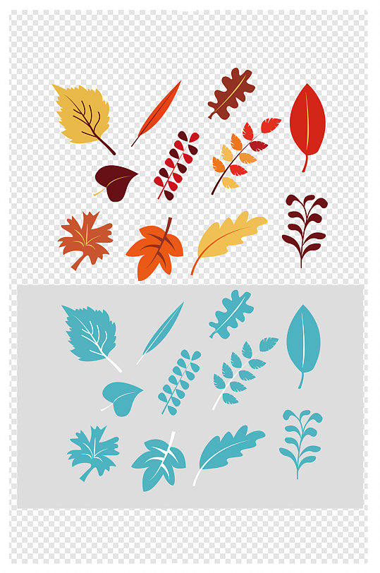 多种树叶叶子装饰图案免扣元素