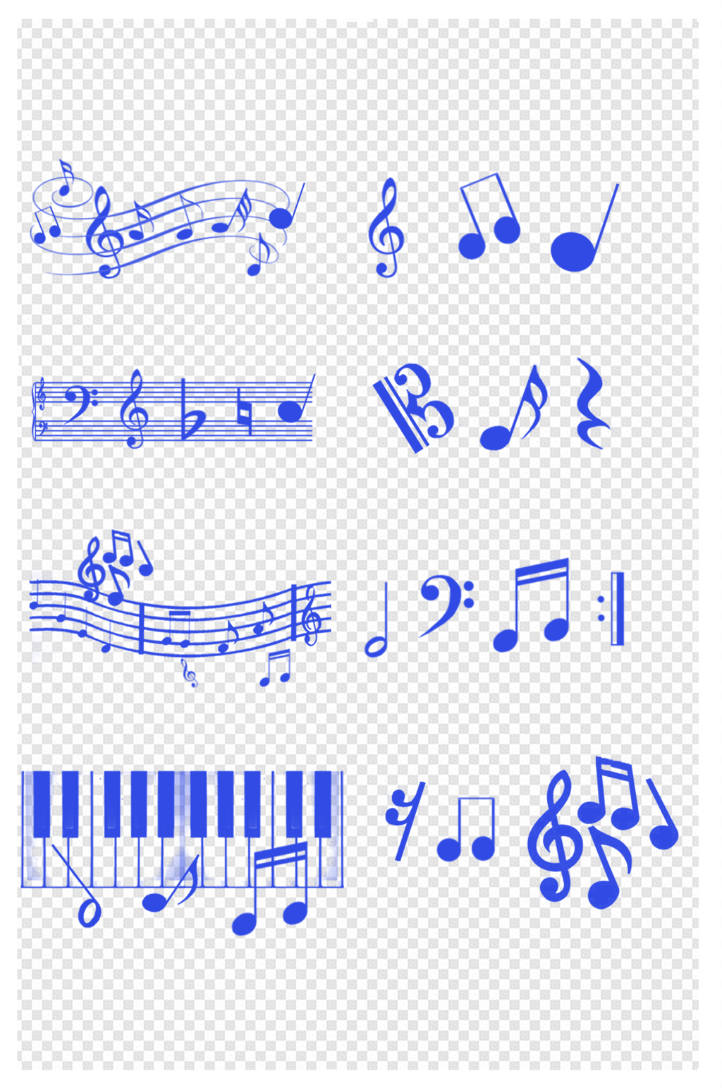 卡通渐变音符音乐装饰免扣素材