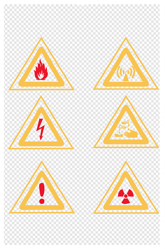黄色危险警告警示标识牌图标导视图免扣元素