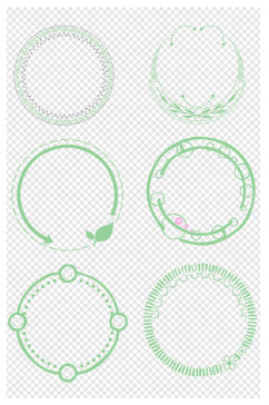 绿色春天小清新圆环装饰手绘线条设计素材