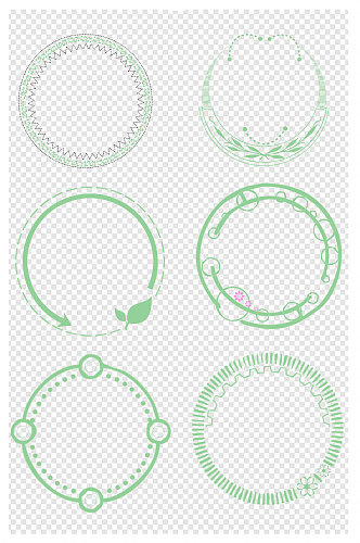 绿色春天小清新圆环装饰手绘线条设计素材