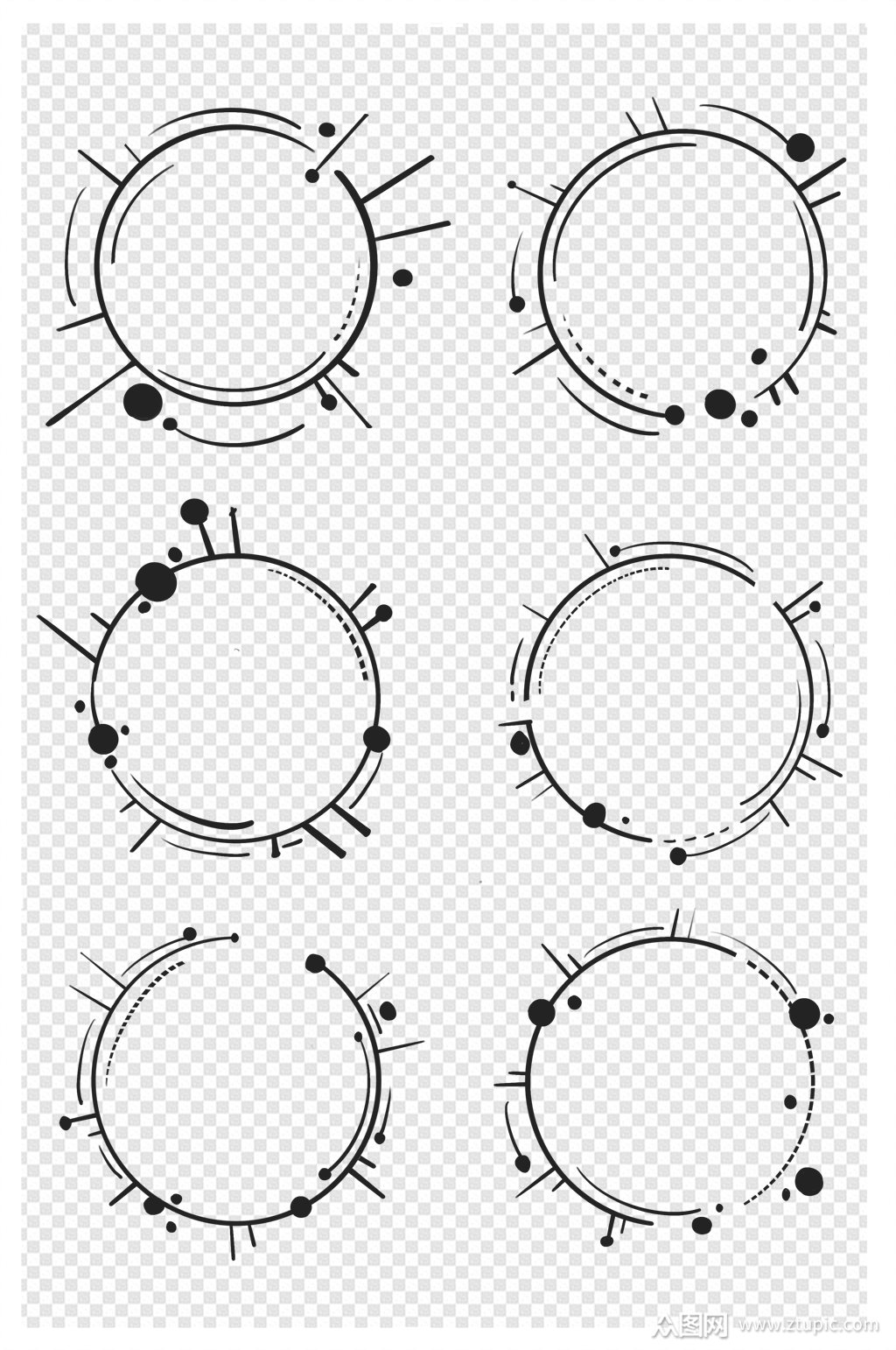 墨点圆形边框线条文本框内容框装饰免扣元素