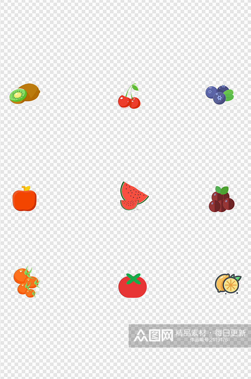 各种卡通手绘的水果图标免扣元素素材