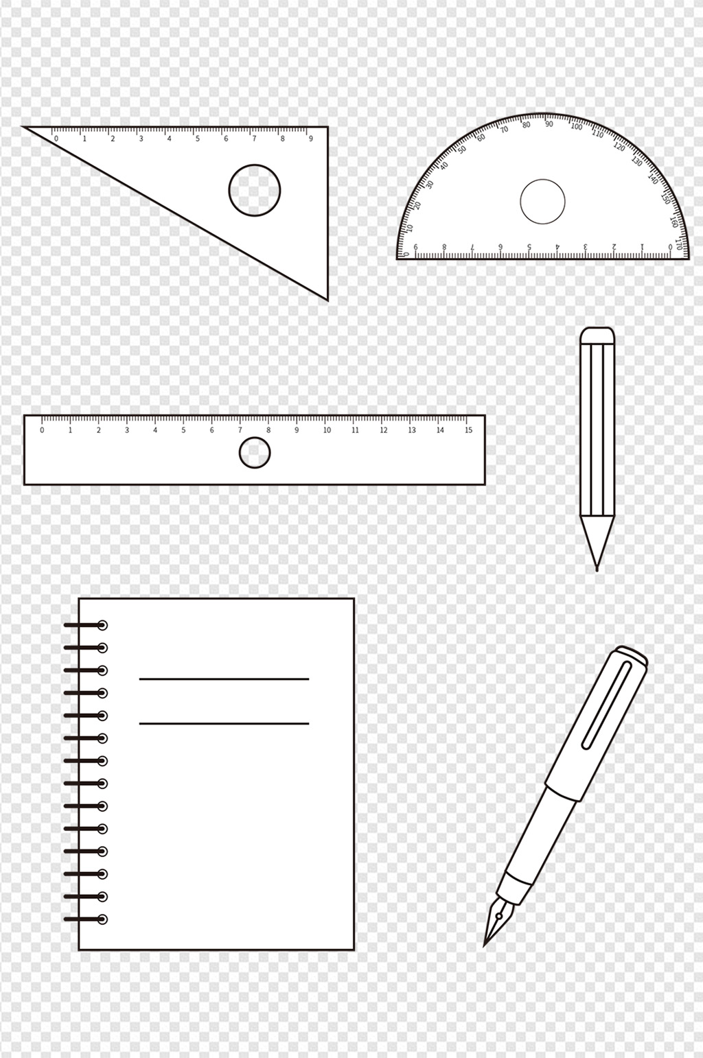 三角板与尺子简笔画图片