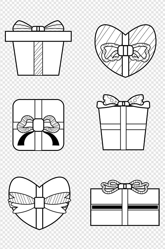 手绘礼物盒装饰素材卡通图案图标免扣元素