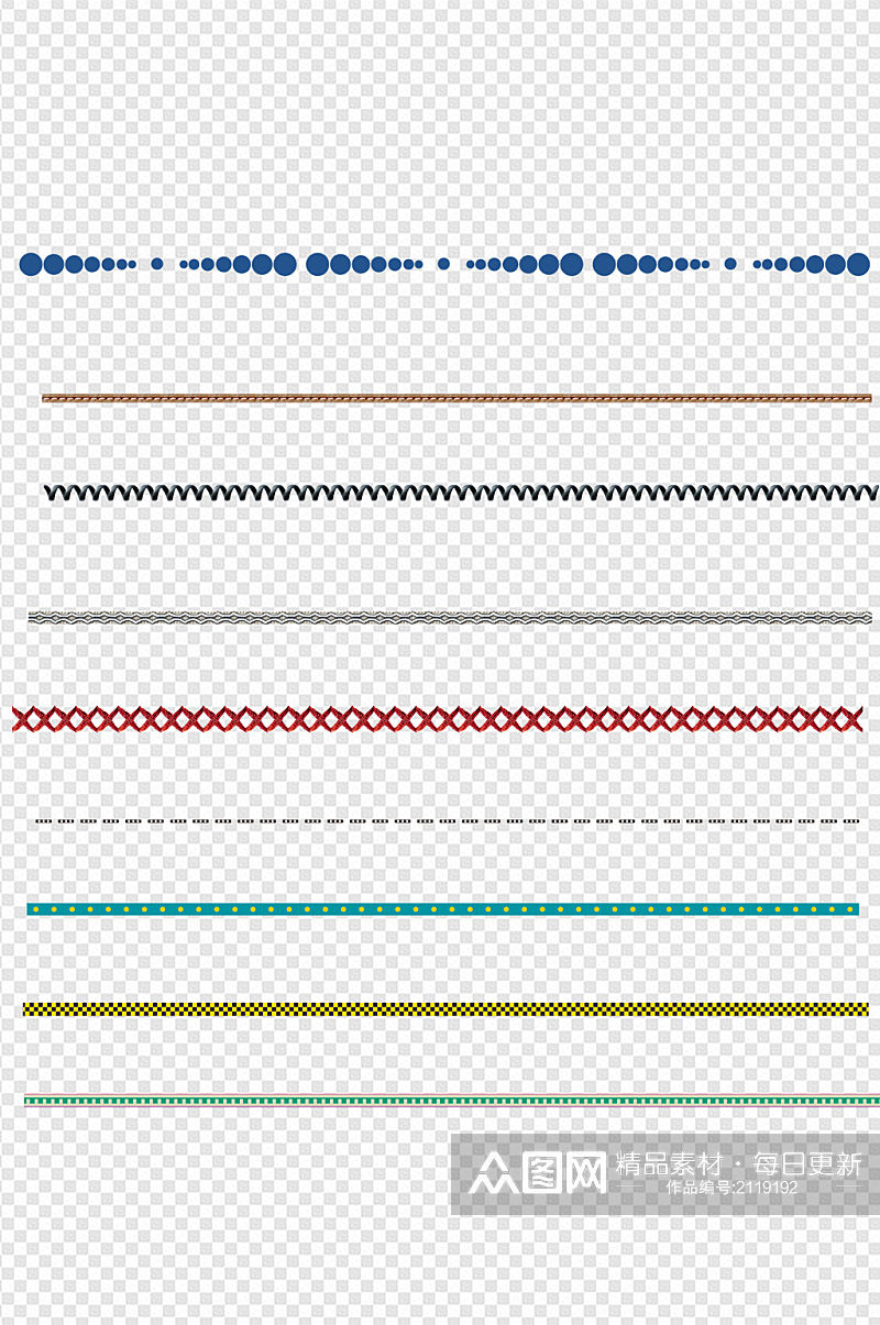 线条边框弹簧圆点线条缝线分割线免扣元素素材