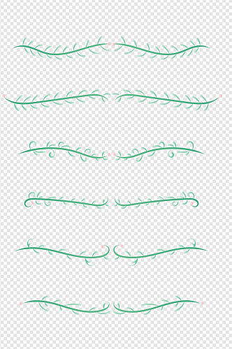 绿色小清新手绘植物线条分割线免扣素材