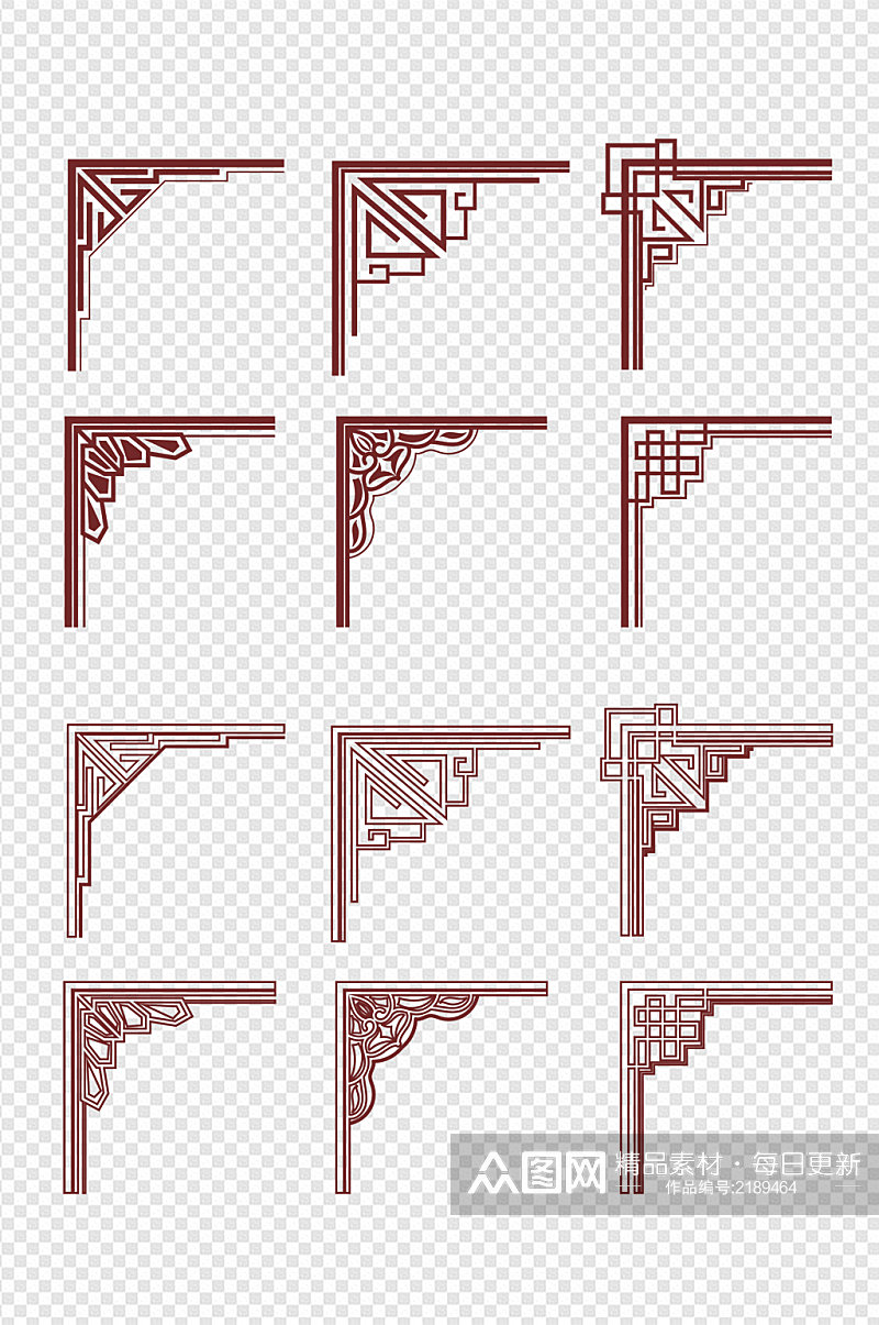 中国风古典窗框边框边角欧式花纹文本框免扣素材