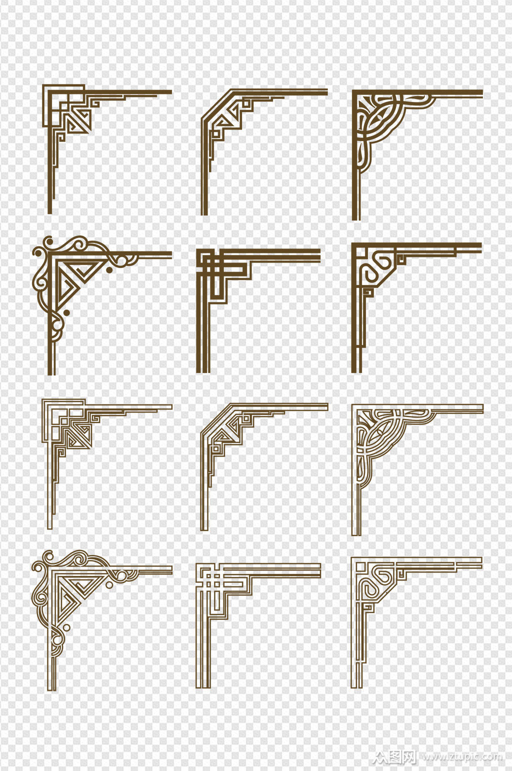 中式欧式古典雕刻边框边角窗框免扣元素