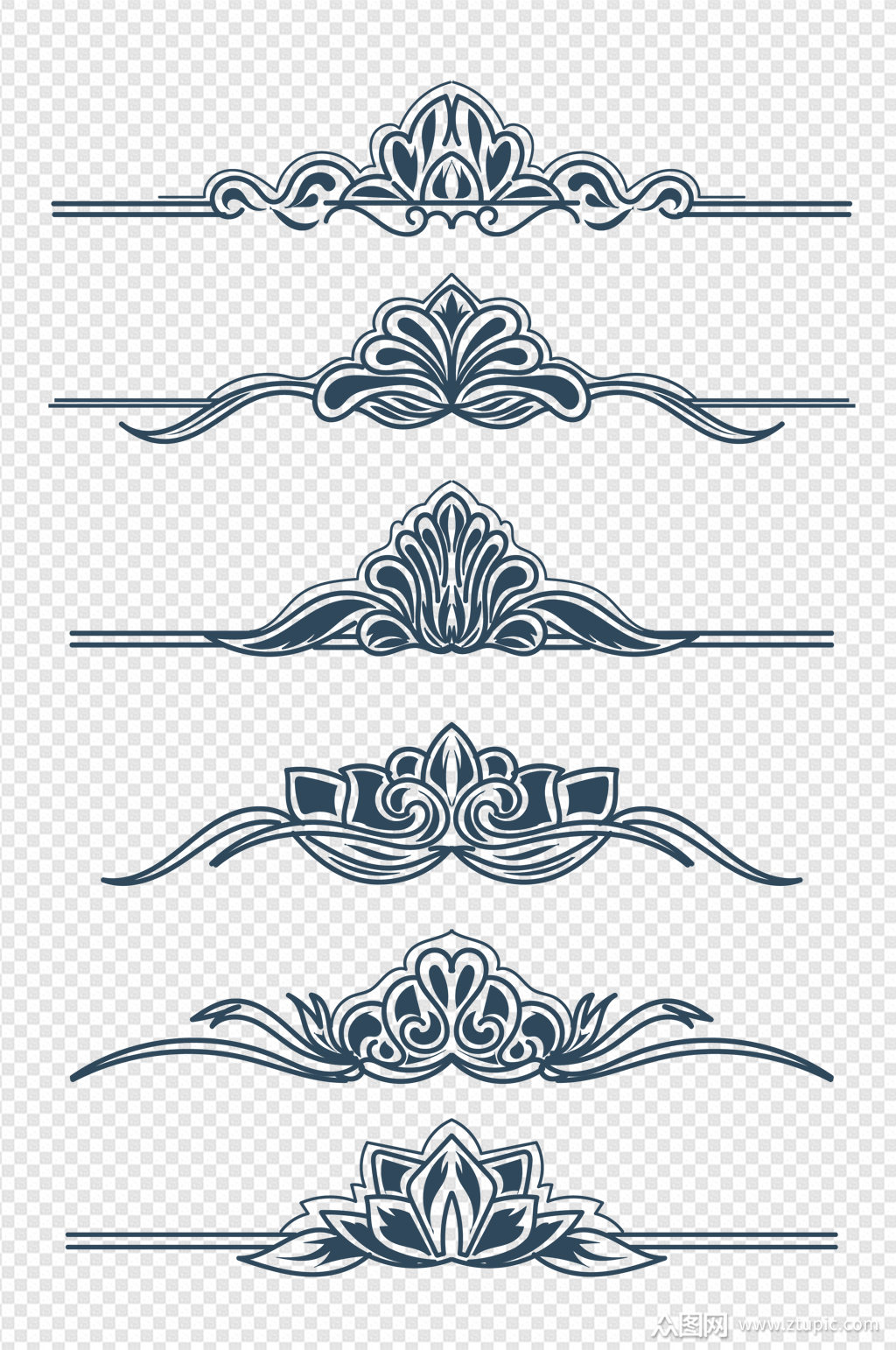 欧式古典花纹花边边框文本分割线免扣元素素材