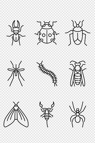 卡通夏季野外昆虫瓢虫飞蛾蜜蜂装饰免扣元素