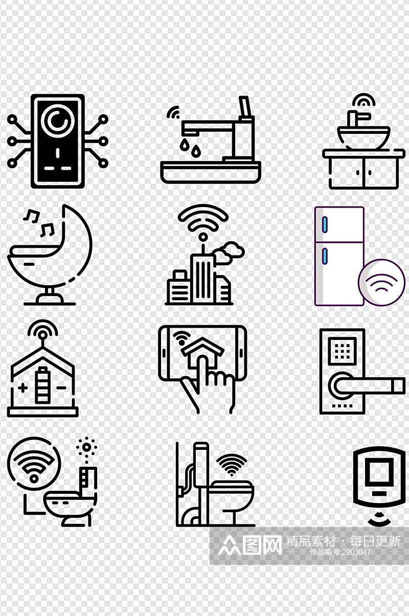 智能家居小图标引导家具引导图标免扣元素素材