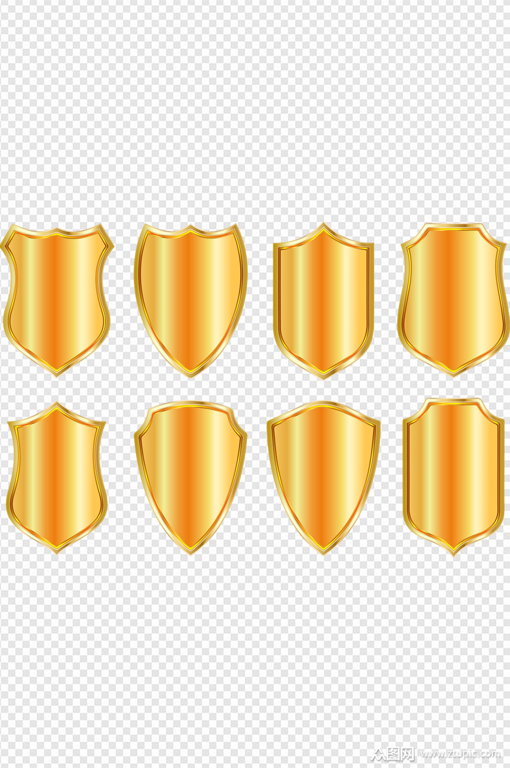 金色徽章图标形状盾牌免扣元素素材