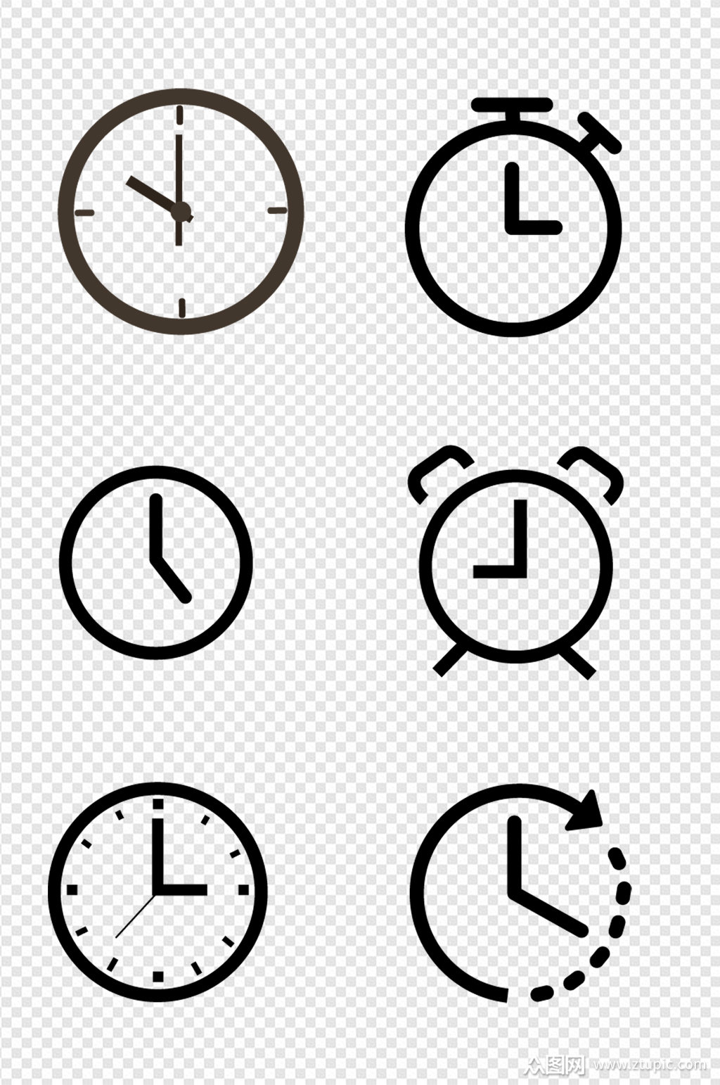 时钟图标平面插画免扣元素