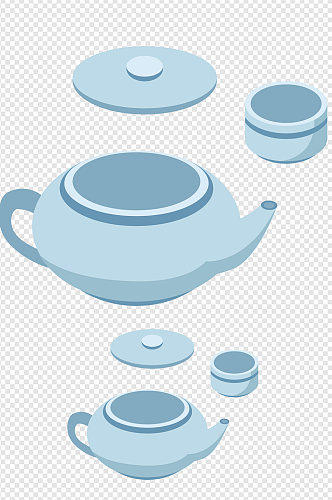 中国传统茶壶茶杯免扣元素