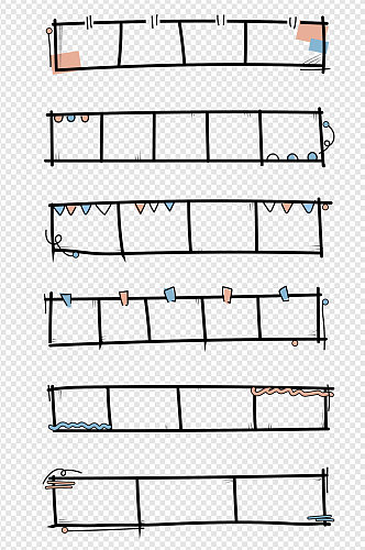 手绘涂鸦不规则线条装饰边框标题框免扣元素