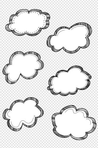 手绘云朵对话框标题框手绘涂鸦卡通免扣元素