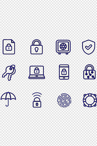 锁头安全科技解锁图标免扣元素