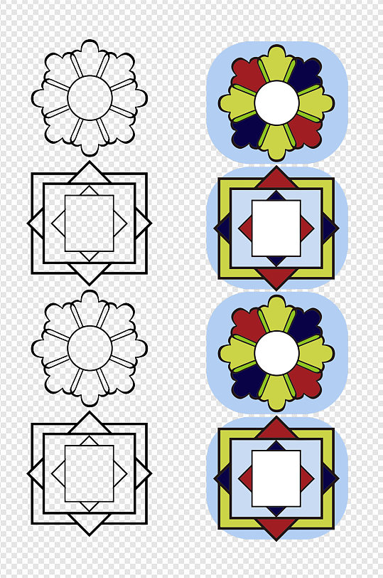 嶺南特色傳統(tǒng)窗花圖案免扣元素