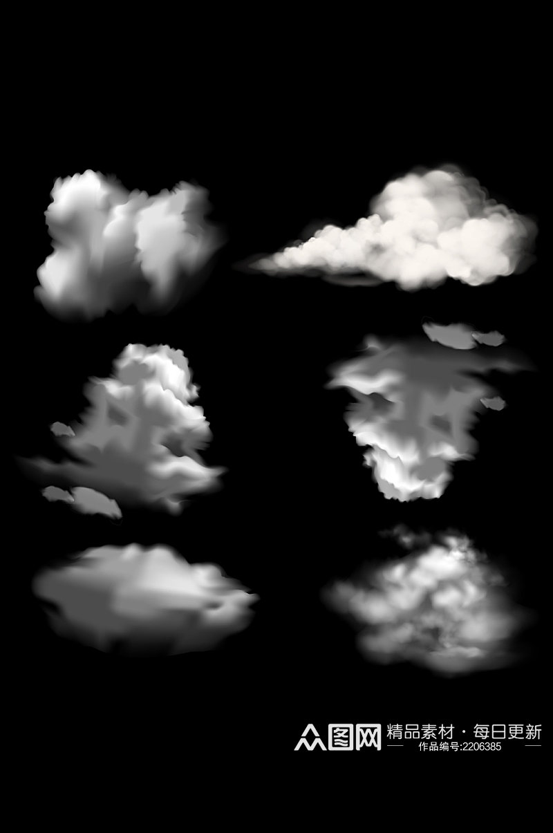 漂浮白云朵云彩棉花糖透明背景免扣元素素材