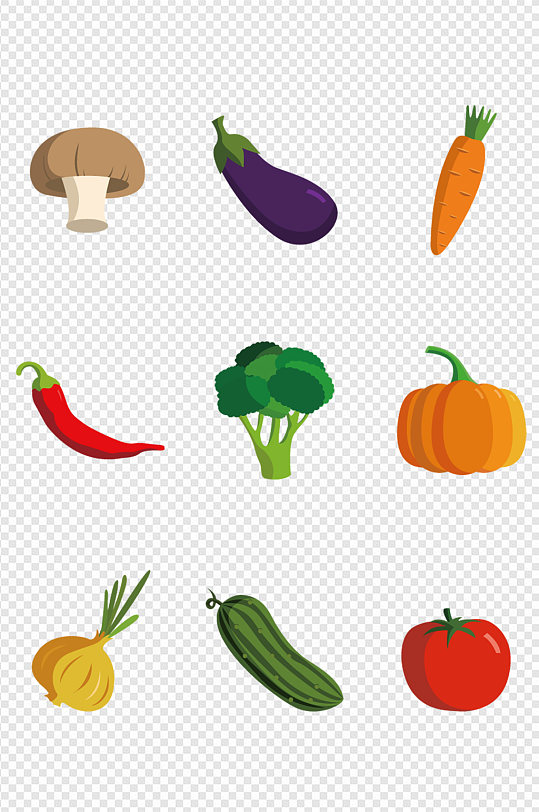 卡通手绘新鲜有机瓜果蔬菜免扣元素