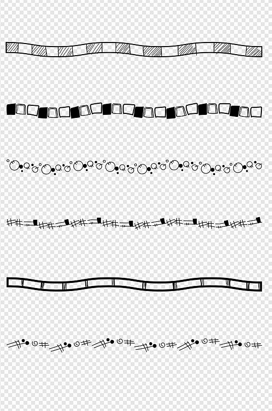 手绘线条卡通装饰线条分割线分隔线免扣元素