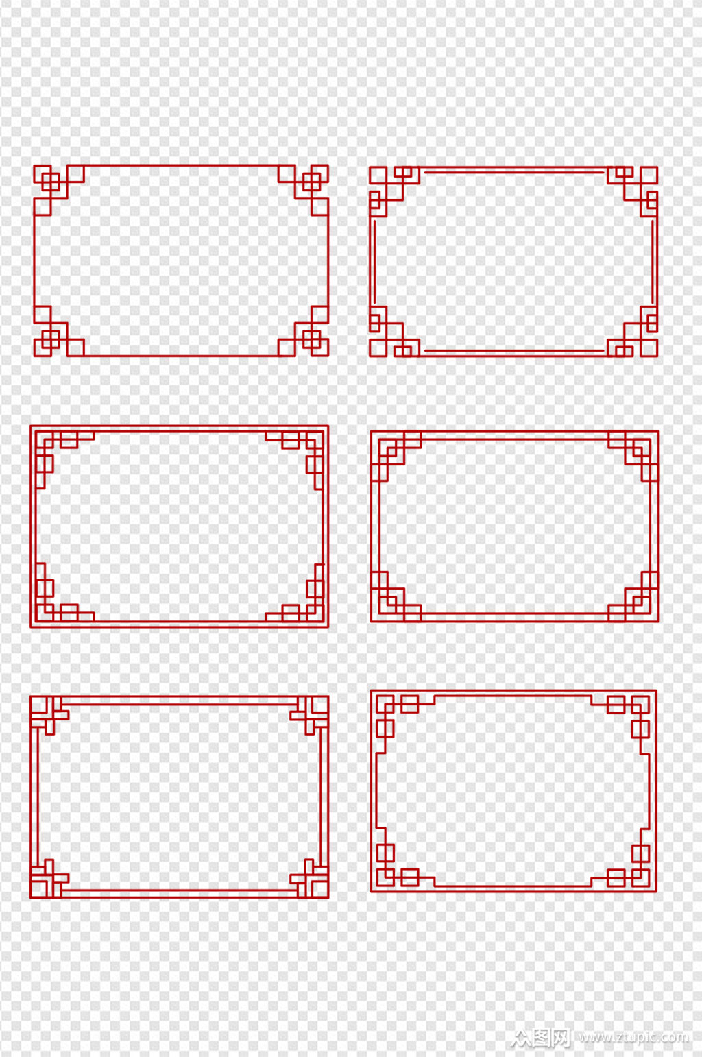中国风边框中式古典回纹花纹标题框免扣元素